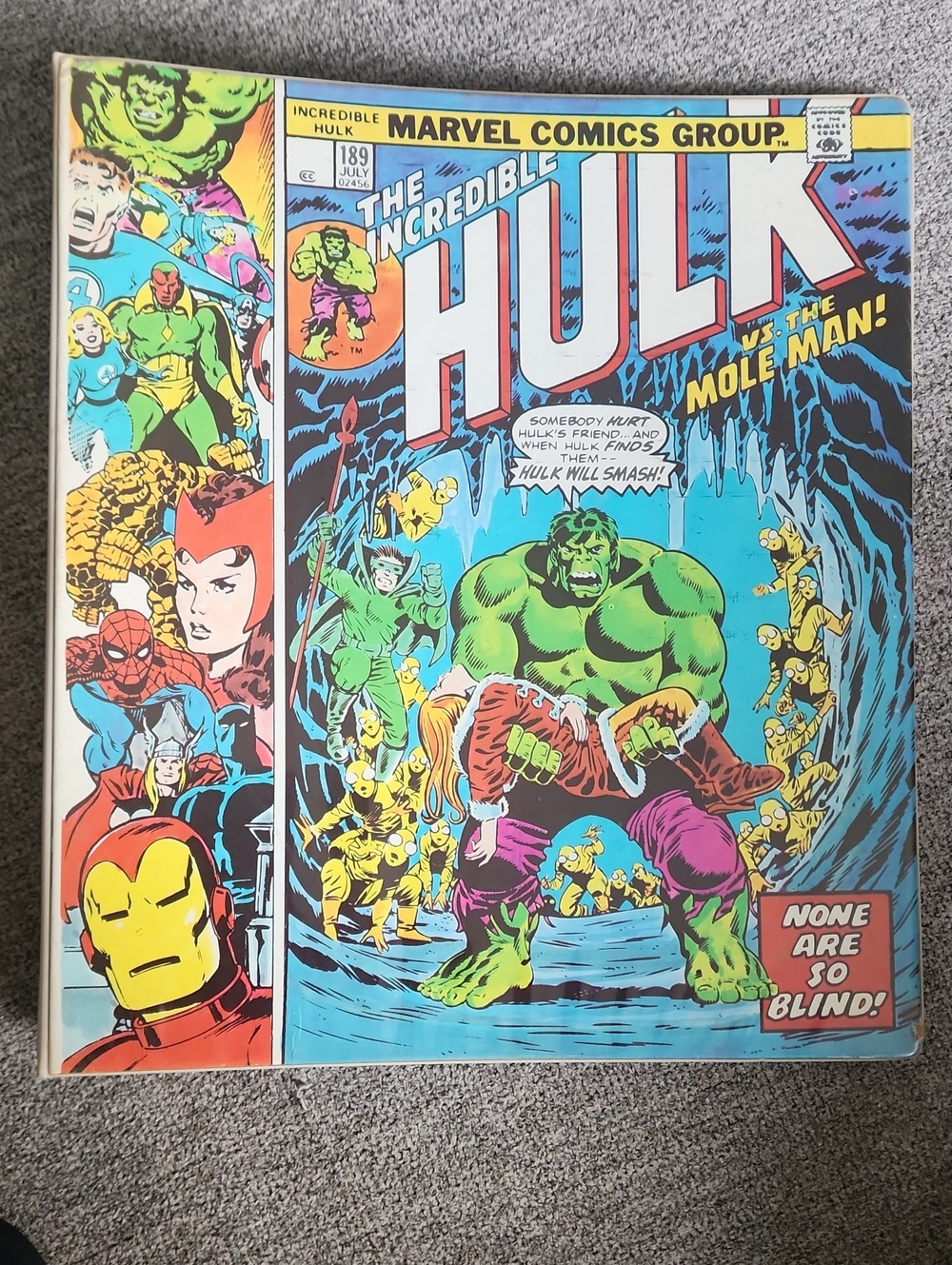 Vintage 1977 Mead Marvel Comics Hulk #189 3-ring Plastic binder